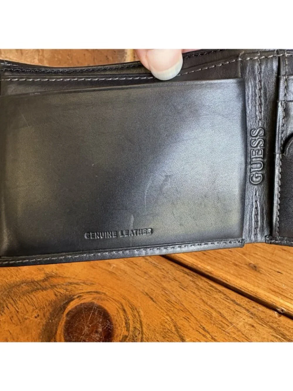 GUESS Genuine Leather Black Wallet Men's Bi-Fold